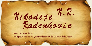 Nikodije Radenković vizit kartica